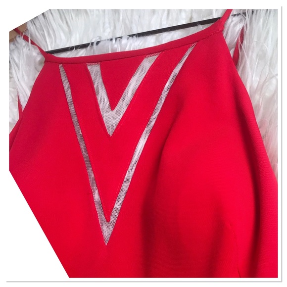 Aidan Mattox Gown Long Dress Cut Out Front Side Details Solid Red Size 4 - Picture 3 of 13